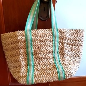 American Eagle woven beach bag with canvas strapa